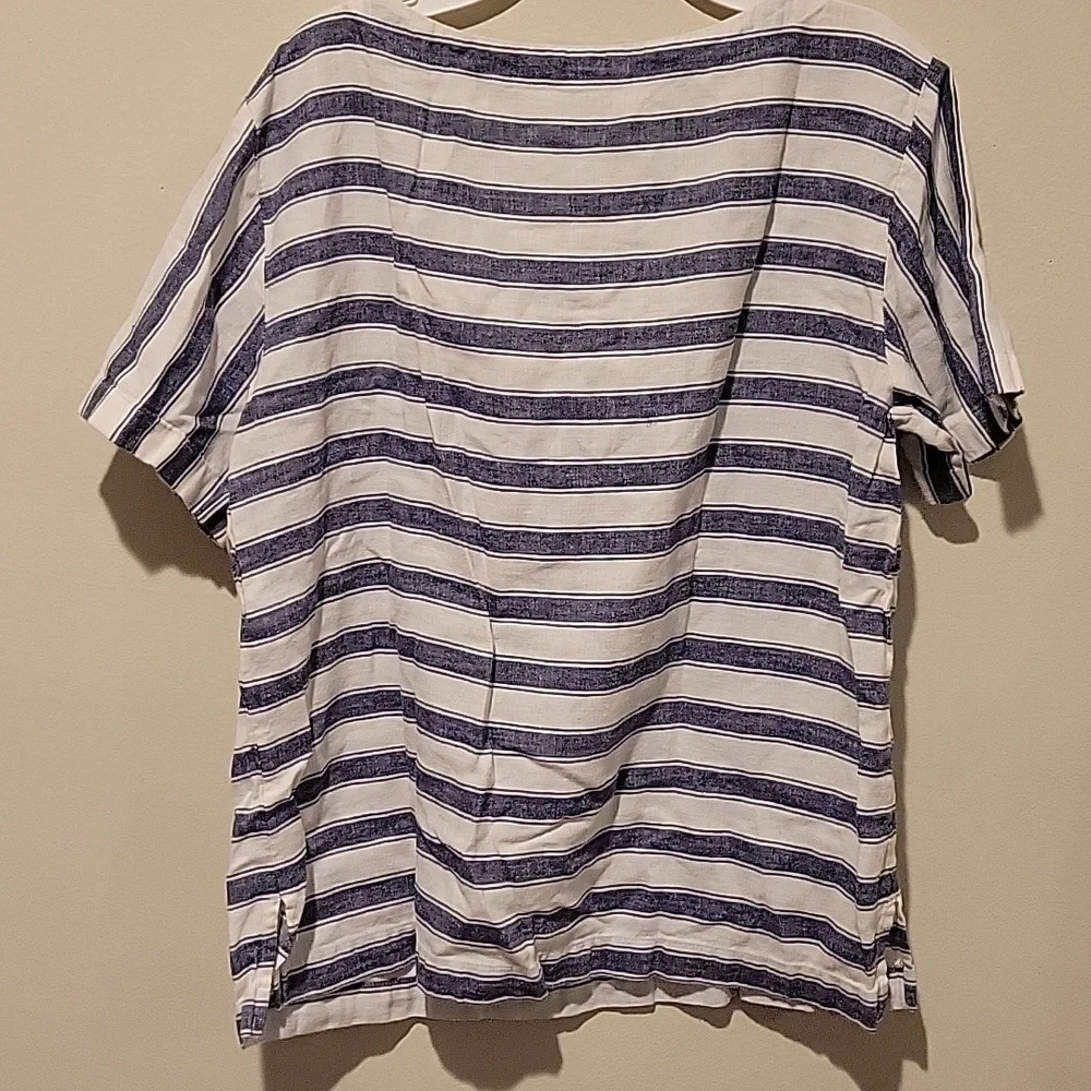 ❤️ MADEWELL STRIPED LINEN LACE UP TOP, SMALL